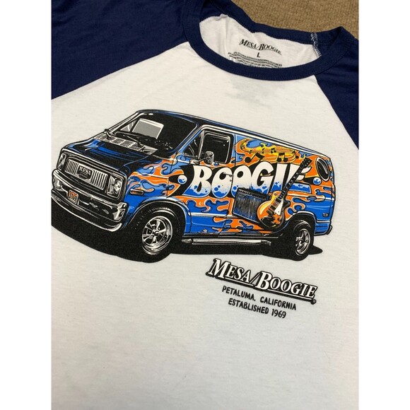 Mesa Boogie Shirt Mens L Retro 70s Van Graphic 3/4 Raglan Sleeve Baseball Tee - Picture 1 of 8